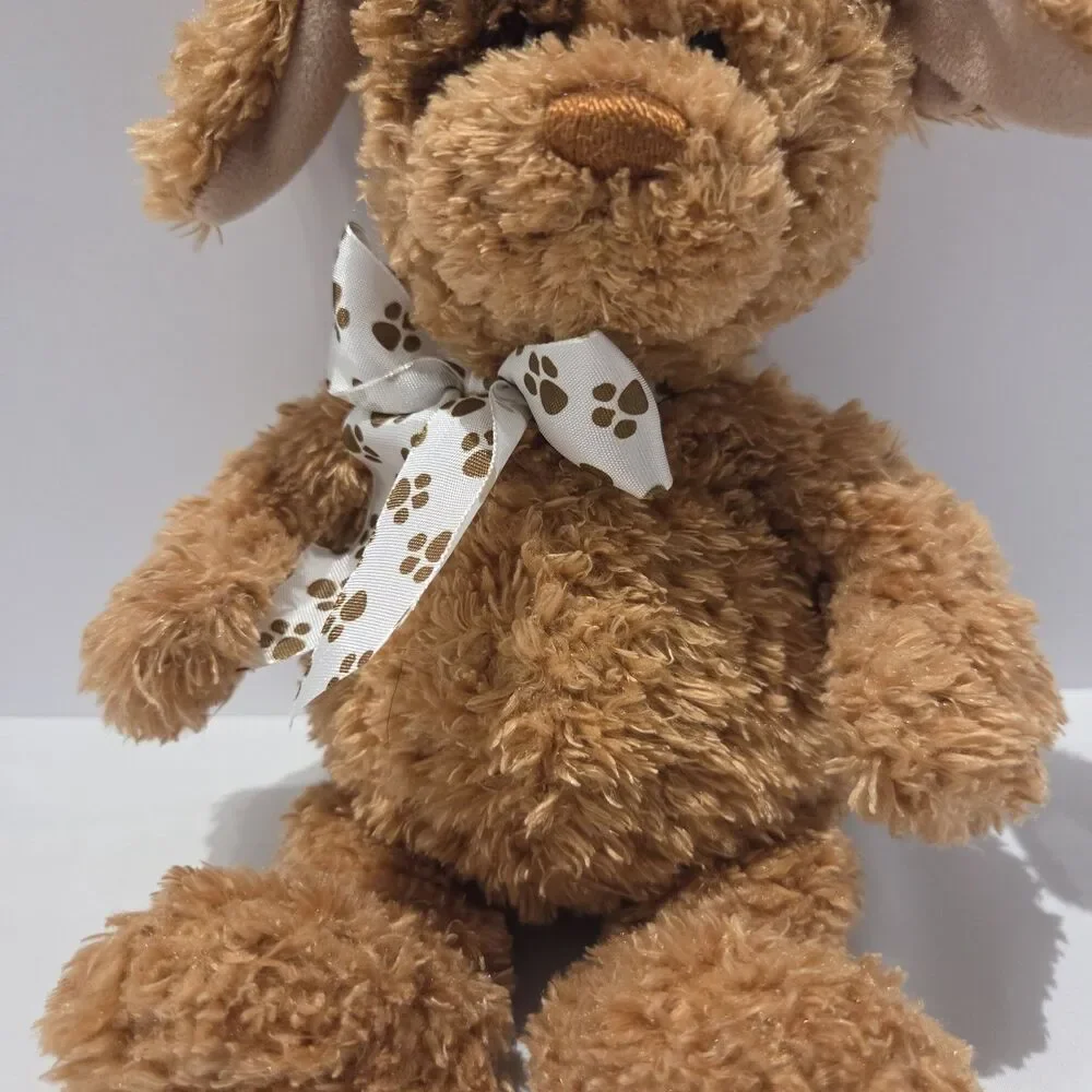 Gund Puppy Dog Plush 13039 Plush Gus Kirby Brown Patch Spot Bow 10